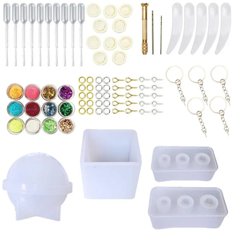 

E15E Cosmic Ball Sqauare Egg Pendant Resin Mold Starry Ball Sphere Jewelry Pendant Silicone Casting Mold Jewelry Making Tools