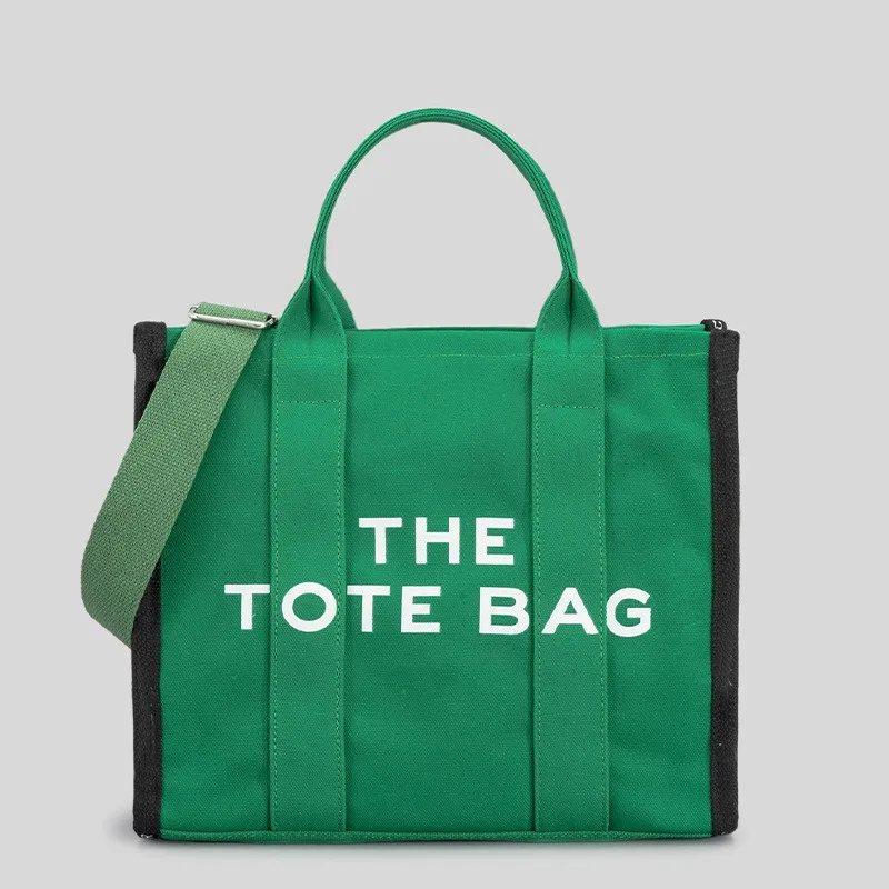 Large Brand Lettered Canvas Large Capacity Portable Tote Bag Europe And America Simple Crossbody Shoulder Bag Canvas Bento Bags
