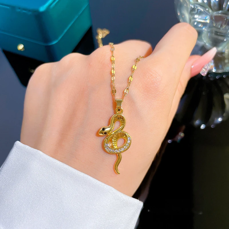 Изысканное милое ожерелье с подвеской в виде змеи высокого качества, маленькое модное персональное украшение для ключицы в подарок.