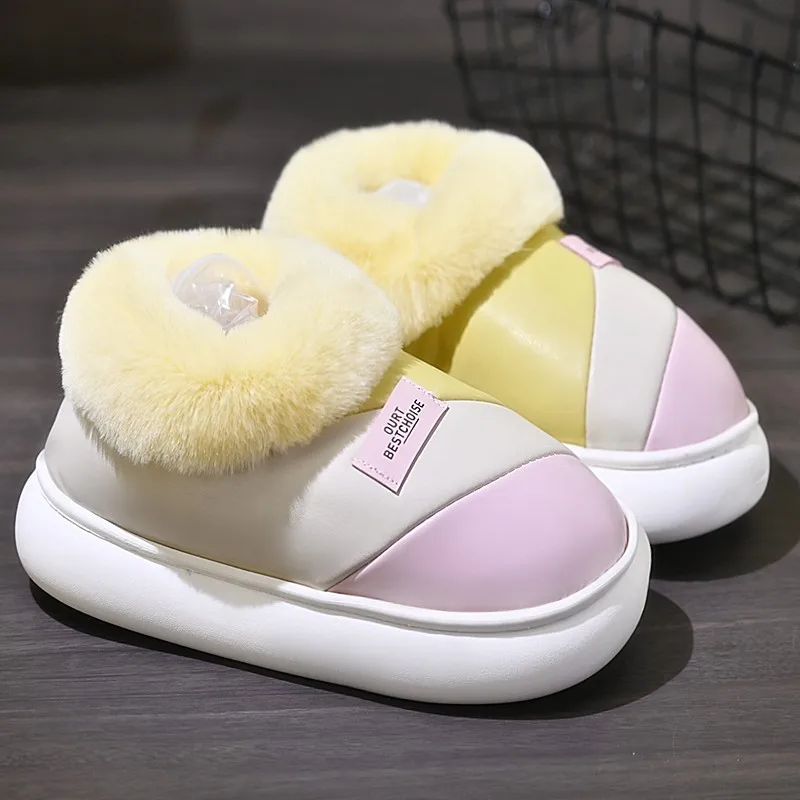 Теплые пушистые женские зимние ботинки 2023 Утепленная обувь на каблуке и хлопке