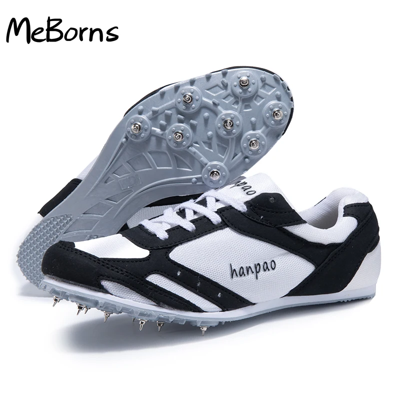 

Men Women Sport Spike Shoes Lightweight Ladies Training Gym Sneakers Black White Man Track and Field Jumping Shoes Trainer