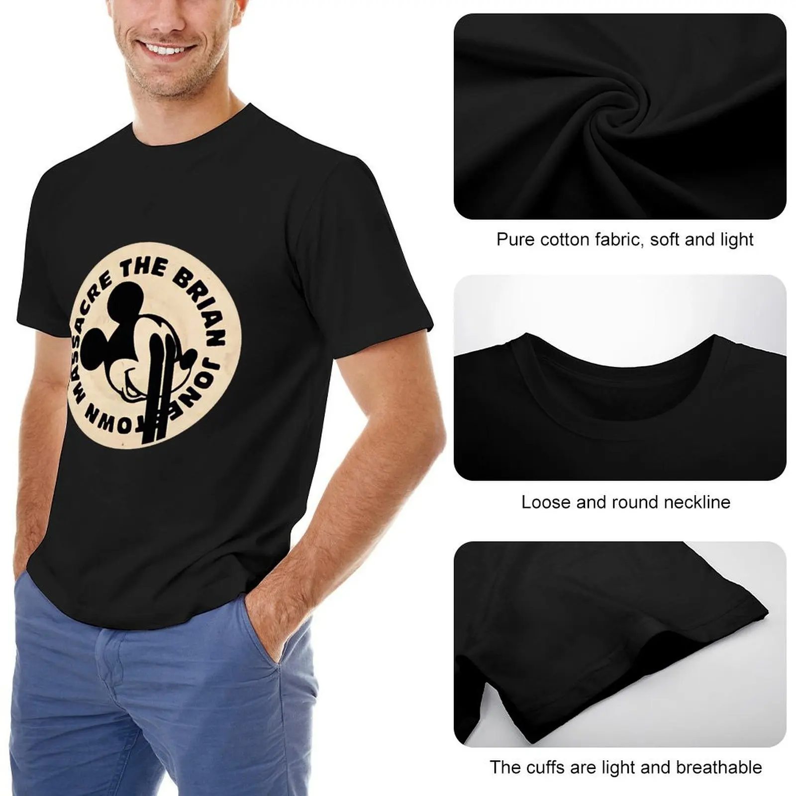 Футболка brian jonestown большие хлопковые футболки с рисунком тяжелого веса летние