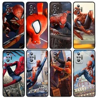 marvel spiderman anime for xiaomi redmi note 11 11t 11s 10 10s 9 9t 9s 8 8t 7 6 5 pro t s 5g 2021 black silicone soft phone case