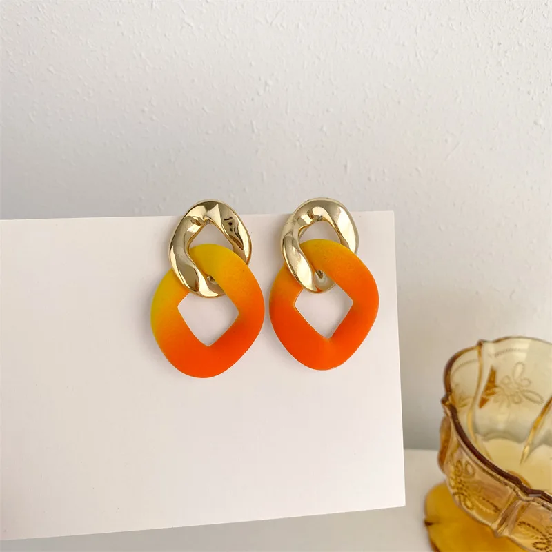 

Gradient Color Bohemian Acrylic Drop Earrings For Women Luxury Jewelry Boho Geometric Vintage Party Accessorie Gift