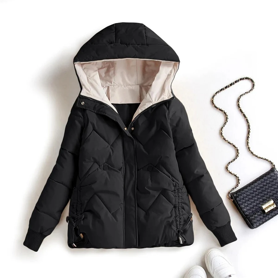 Winter Hooded Cotton Padded Basic Solid Jackets Women Warm Thick Parkas Snow Wear Outwear Top Casual Loose Korean Sobretudos
