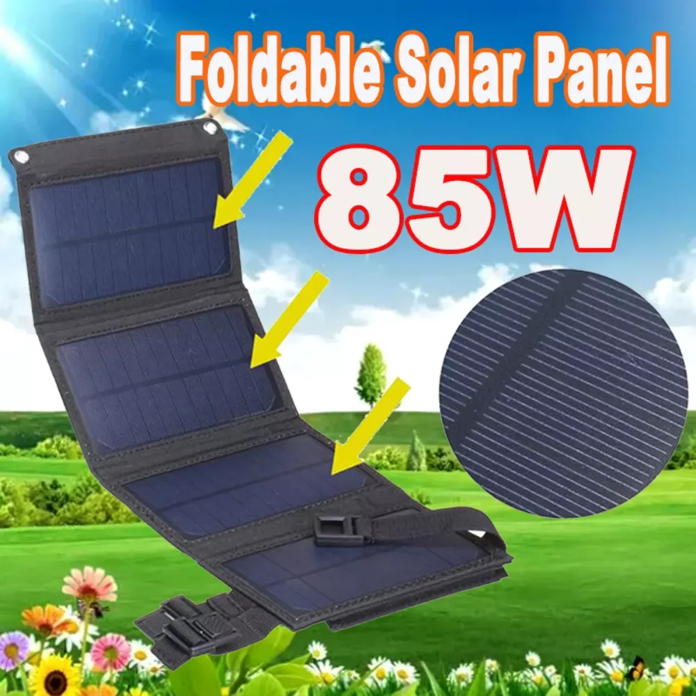 

85W Outdoor Sunpower Foldable Solar Panel Cells 5V USB Portable Solar Charger Battery for Mobile Phone Traveling Camping Hike