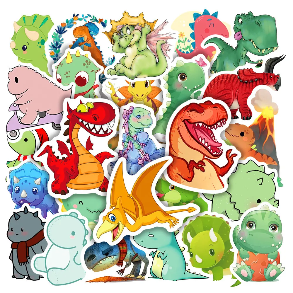 

10/30/50pcs Cute Dinosaur Stickers for Kids Children Cartoon Classic Fun Toy Stationery Notebook Phone Pad Waterproof Decals