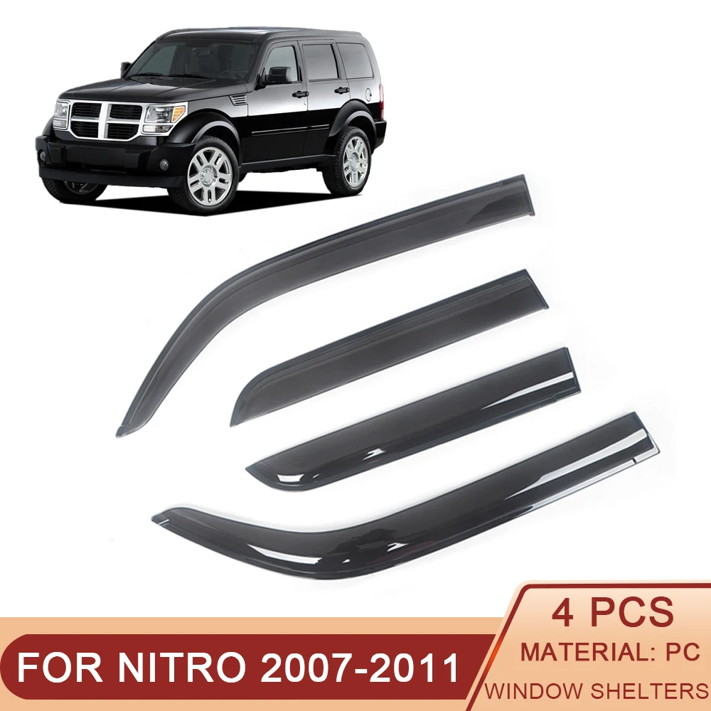 

For Dodge Nitro 2007-2011 Auto Side Window Wind Deflectors Visors Black Rain Guard Door Visor Vent Shades Dark Smoke Ventvisor