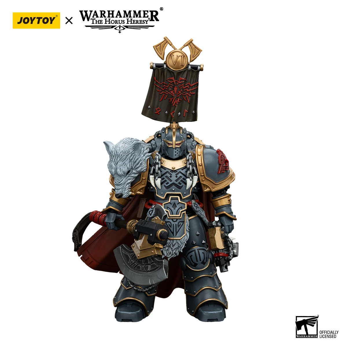 [В наличии] JOYTOY Warhammer 40k 1/18 Фигурка Space Wolves Legion Praetor с Power Axe и Combat Shield Бесплатная