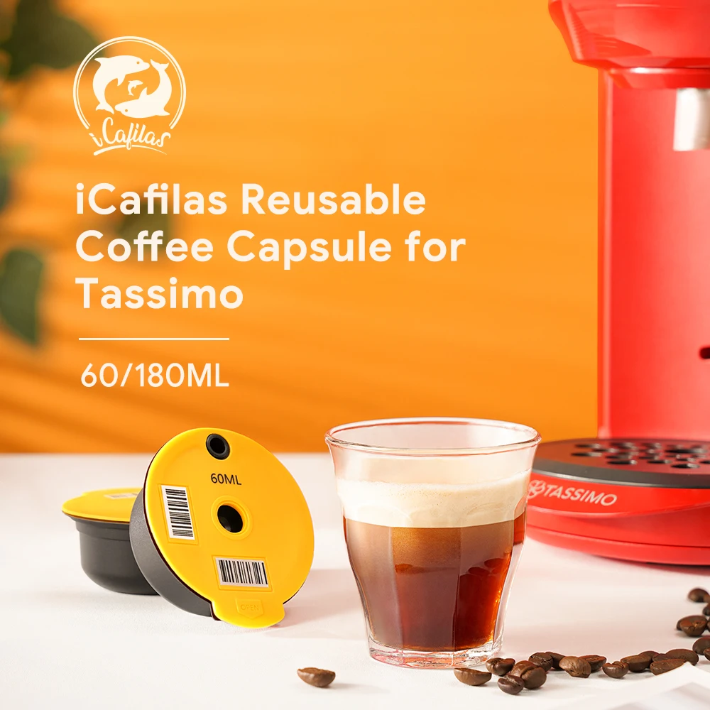ICafilas-cápsulas de café reutilizables, tapa de silicona Compatible con Bosch Happy Suny Vivy Tassimo, 60/180ml