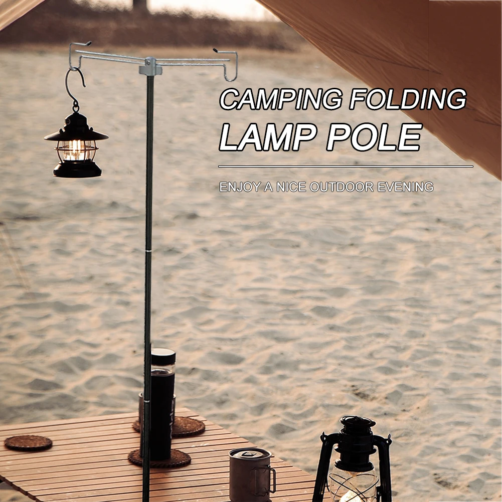 

Outdoor Lantern Stand Portable Folding Lamp Hanging Pole Aluminum Alloy Light Holder for Outdoor Camping Picnic Fishing BBQ