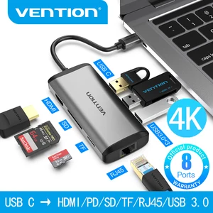 vention usb c hub 4k 60hz uhd type c to hdmi usb 3 0 rj45 pd adapter for macbook m1 air pro samsung galaxy s9 type c hub free global shipping
