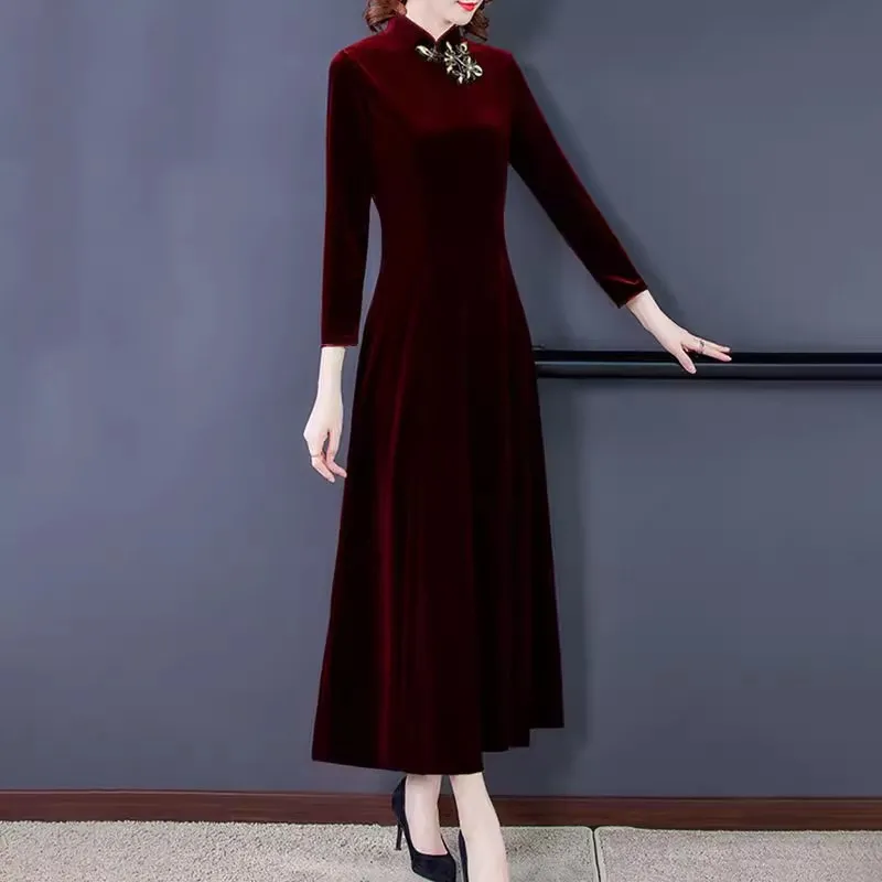 Женское бархатное платье Cheongsam