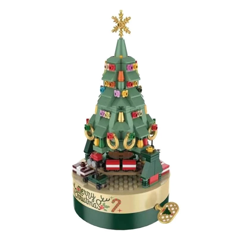 

1 Piece Christmas Tree Brick Music Box Green Christmas Tree Music Box DIY Christmas Tree Building Block Music Box