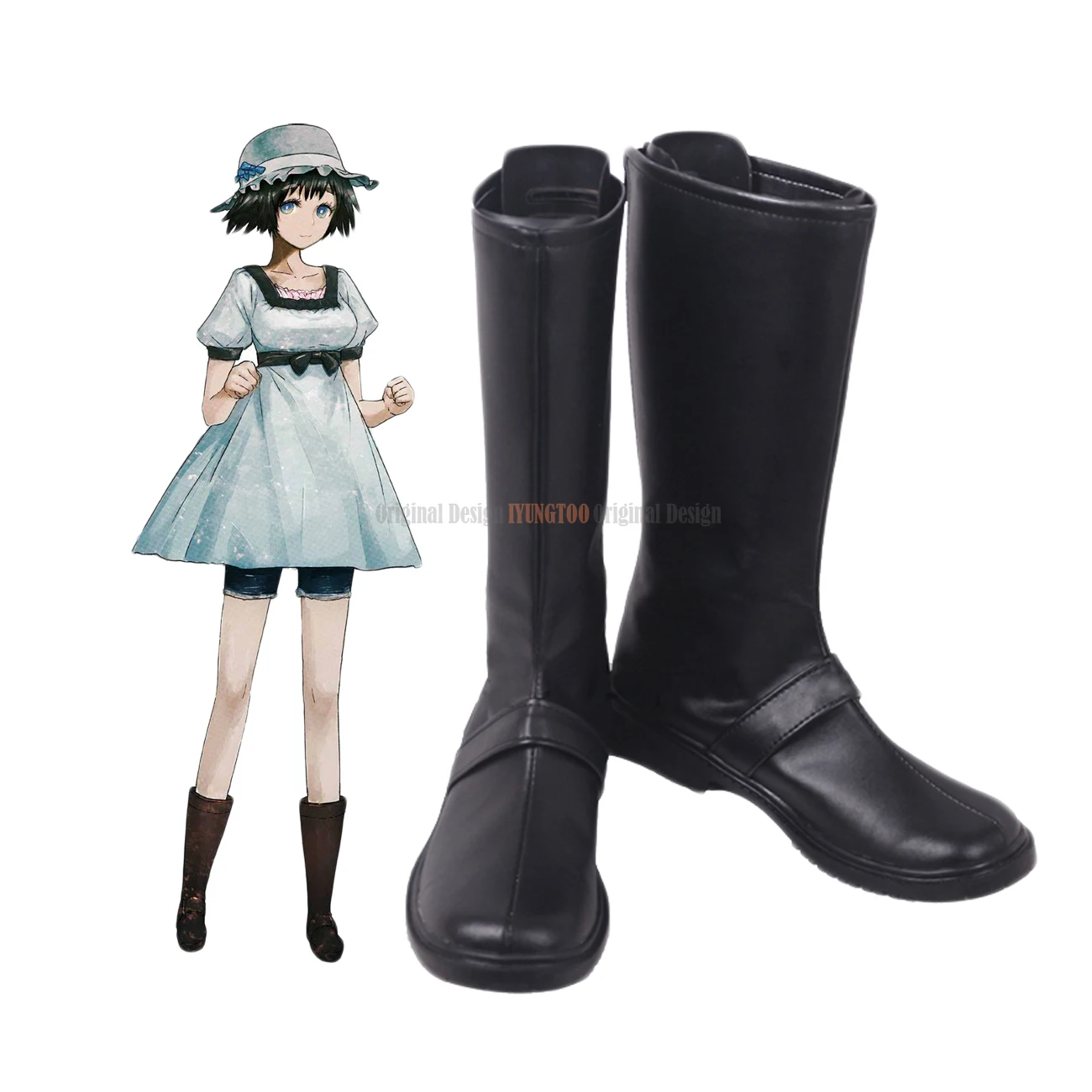 Сапоги для косплея SteinsGate Mayuri Shiina черные кожаные сапоги на заказ |