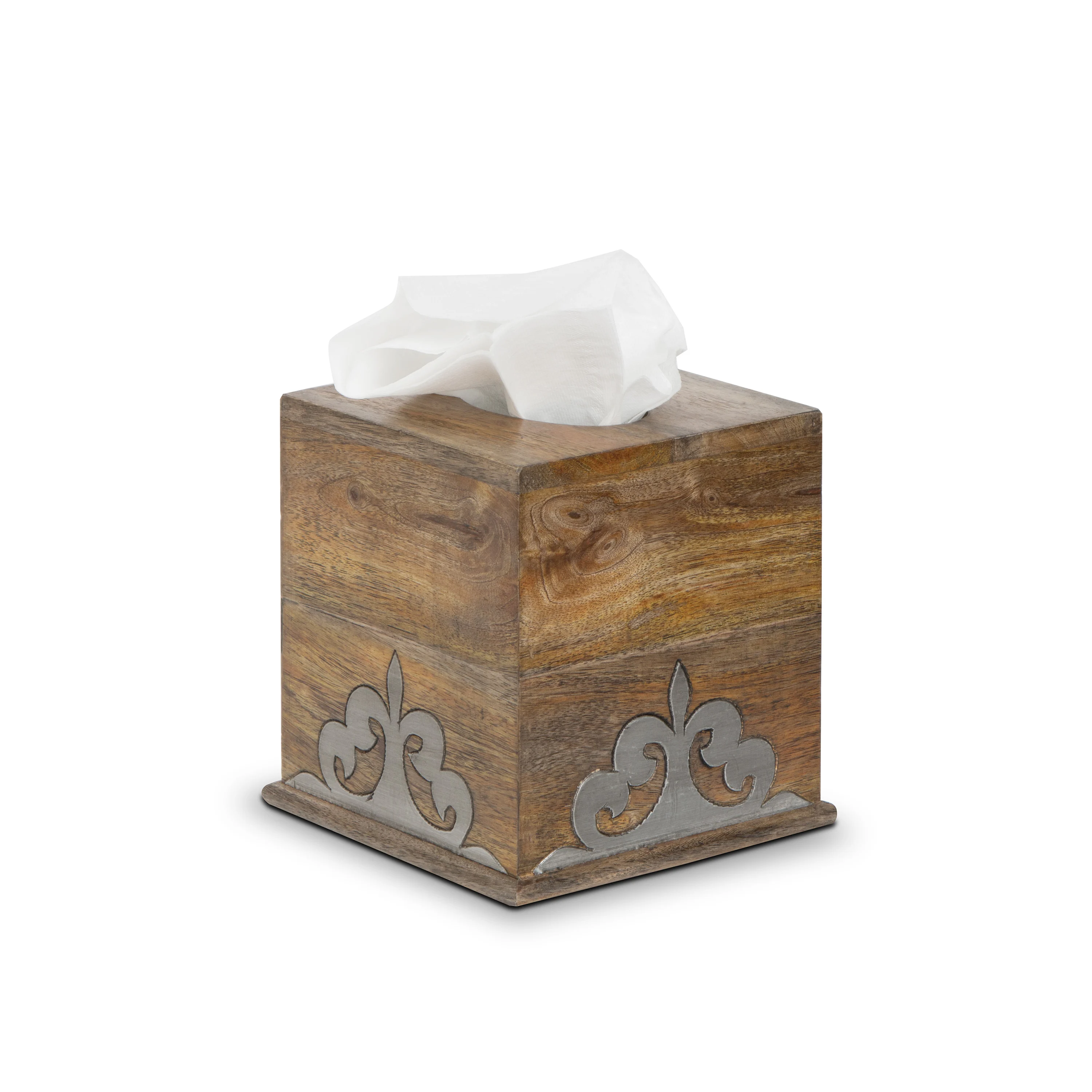 

Wood and Inlay Metal Heritage Collection Square Tissue Box Cover
