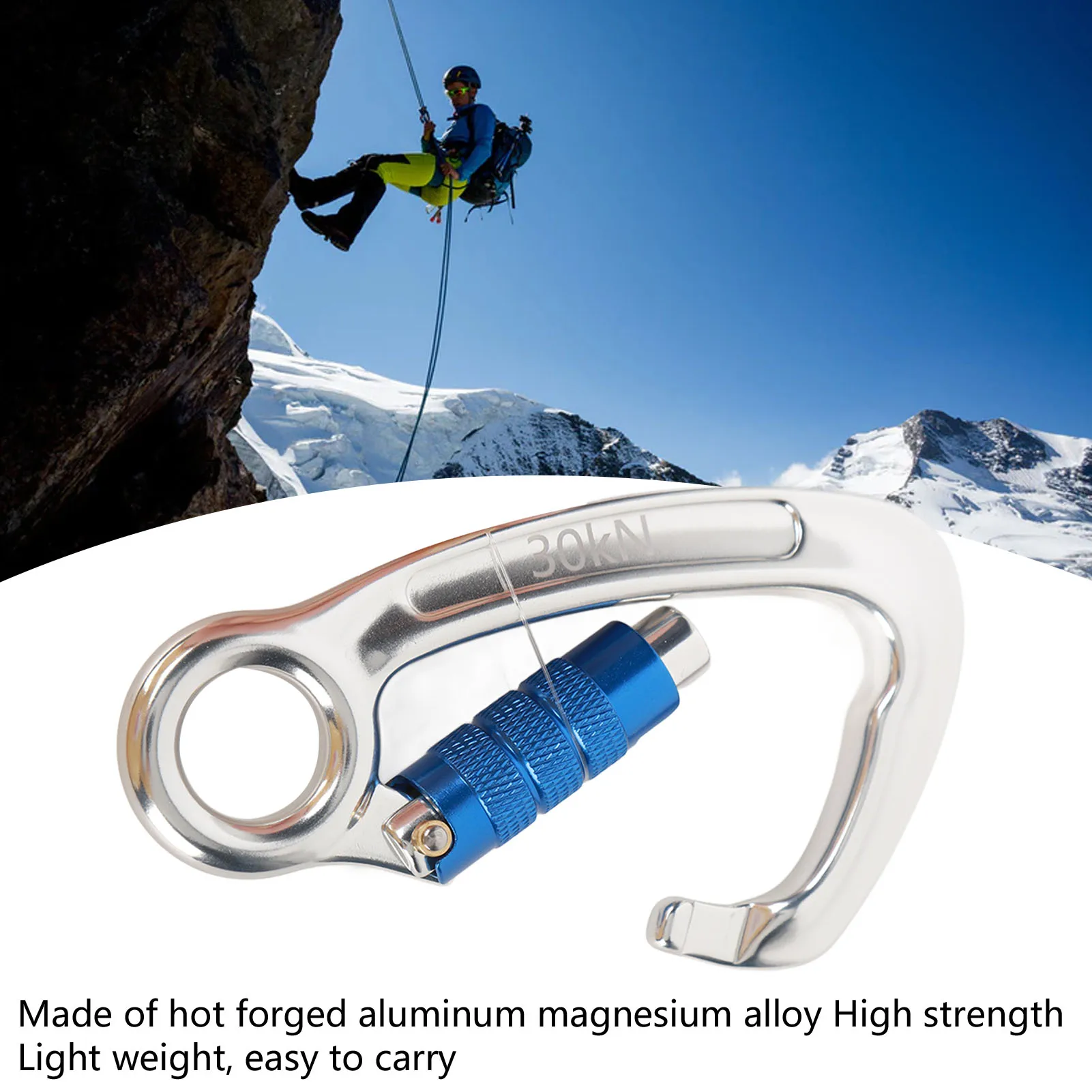 

Climbing Carabiner Auto Lock Safe Large Opening 30KN Captive Eye Carabiner For Mountaineering High Altitude Work