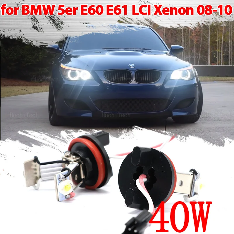 

LED Car Angel Eye Marker Headlights Bulbs Lamps for BMW 5 Series E60 E61 LCI Xenon Headlight 2008-2010 40W White H8