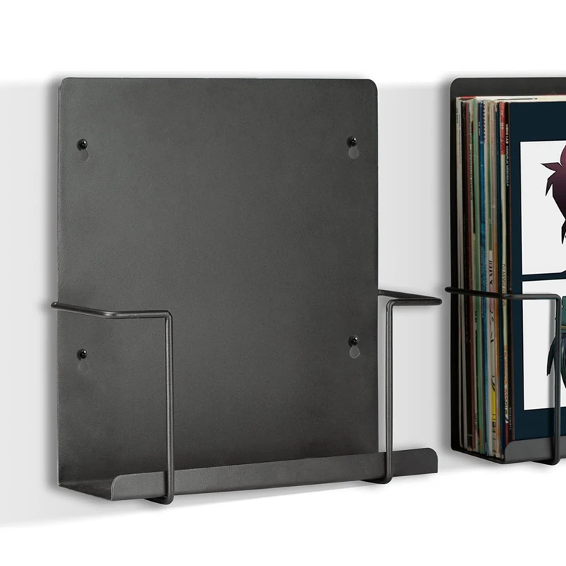 Vinyl Record Storage Display Holder Matte Black Shelf Wall Mount Stylish Records Organizer Stand