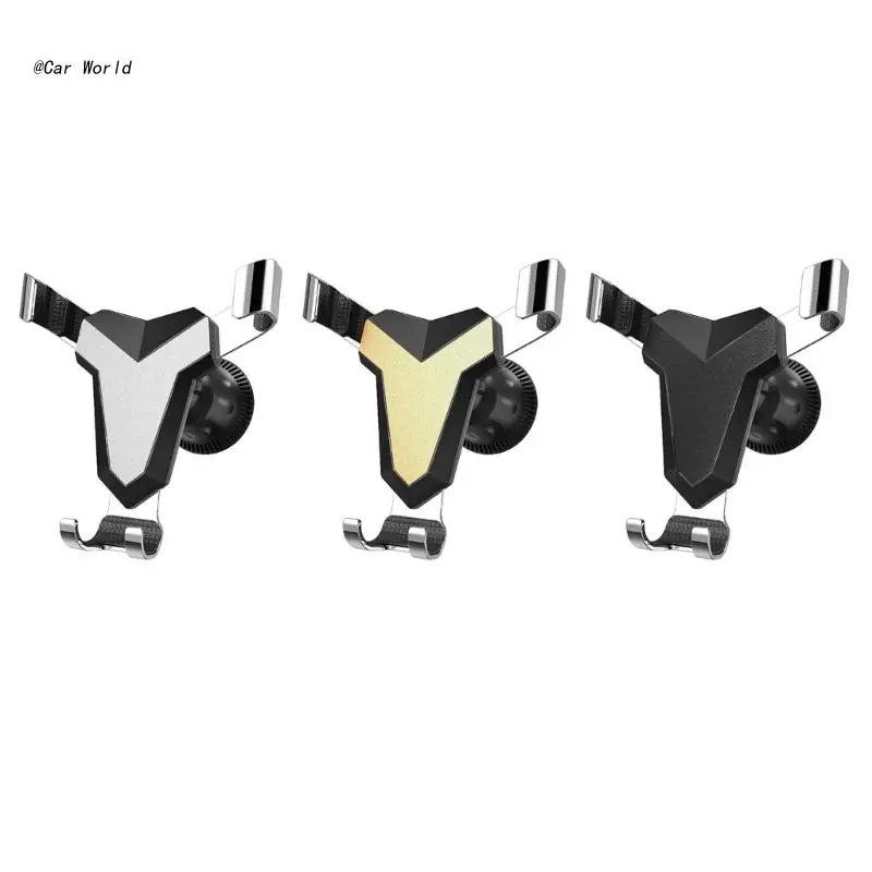 

6XDB Car Air Vent Phone Clamp Holder Bracket Gravity Support Mount for 4.7-7inch Cellphone GPS- Navigation Gold/Silver-/Black