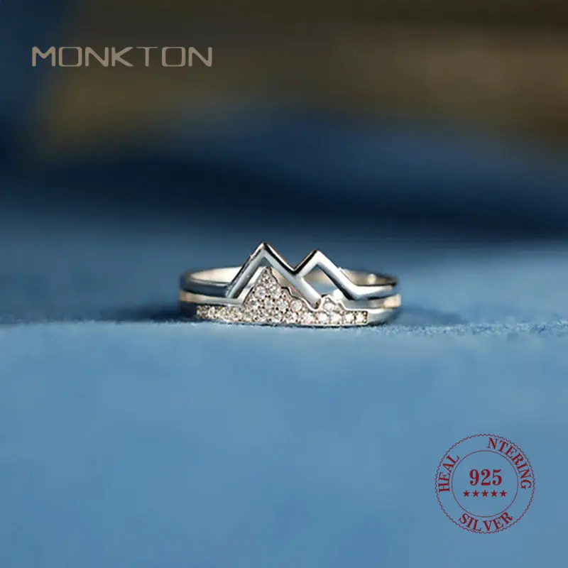 

Monkton Sterling Silver 925 Rings for Women Simple Design Mountain Shape CZ Diamond Rings Wedding Brands Jewelry Gift