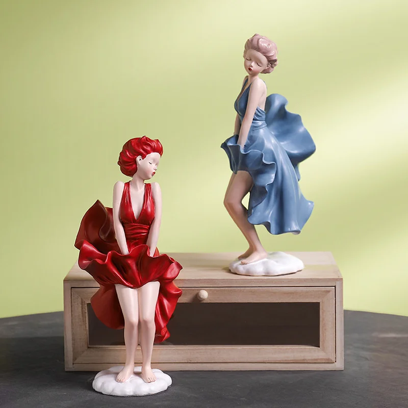 

Resin 26cm Sexy Girl Monroe Statue Modern Creative Lady Figurines For Interior Home Desktop Art Decoration Accessorie