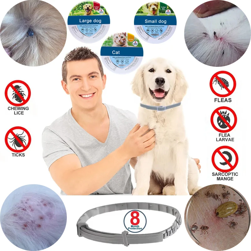 

Dog Pet Flea Tick For Collar Large Medium Small Dogs Cat Adjustable Puppy Leash Accessories Collars Prevention Repellent Insect