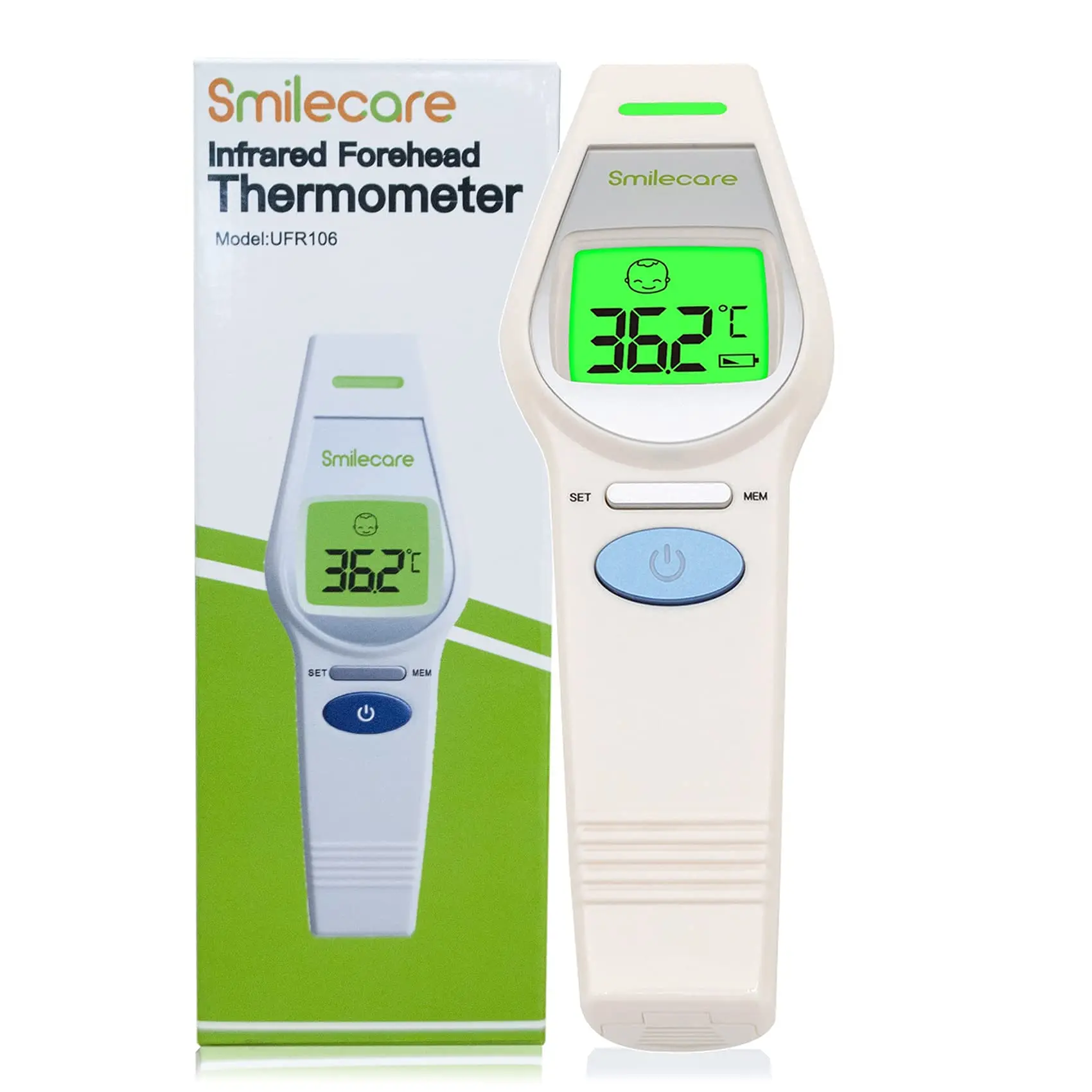 

SmileCare Non-Contact Electronic Infrared Forehead Thermometer, Fast Reading with Fever Alarm & Object Mode Function UFR106