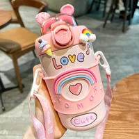 cute childrens insurance cup drinking water cup children ins wind crossbody water bottle tube water cup portable anti fall