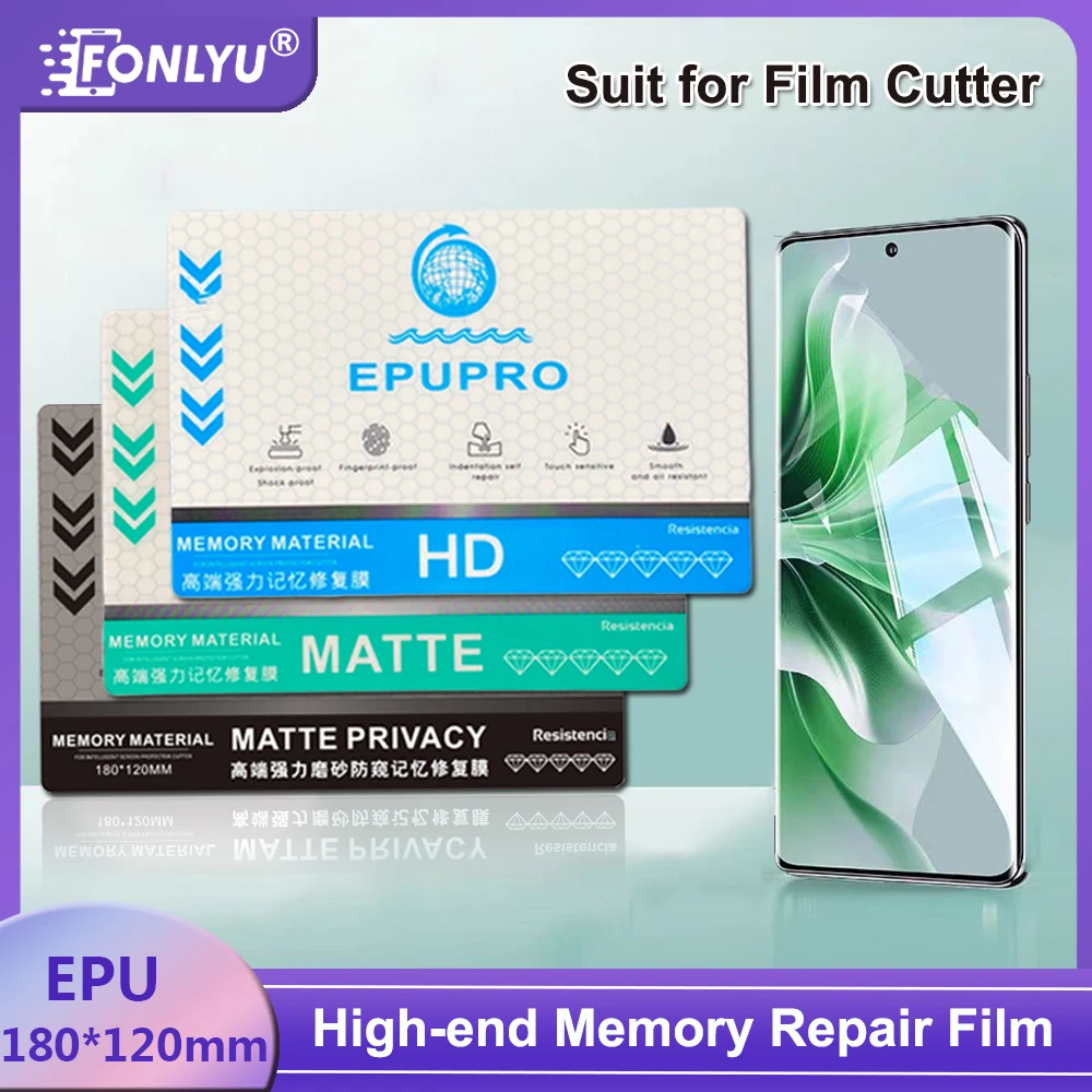 Фото FONLYU EPU Pro HD матовая гидрогелевая пленка с памятью для самостоятельного ремонта изогнутой защиты экрана мобильного телефона плоттер для резки №1