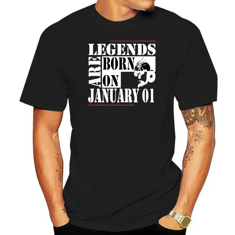 

2022 Summer T Shirt Short Sleeve Cotton T Shirts Man Clothing Legends Are Born On January 01Custom Design T Shirts