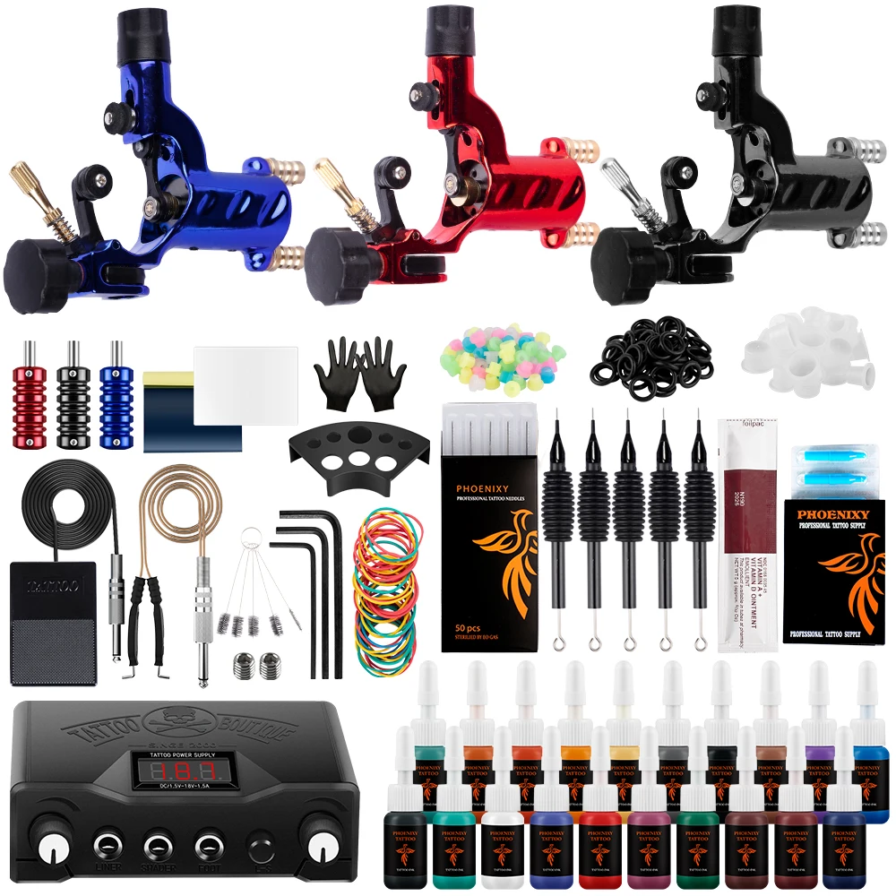 Professional Tattoo Kit Tattoo Machine Power Supply Ink Tattoo Aftercare Cream Accessories Supplies Body Art Design Complete Set