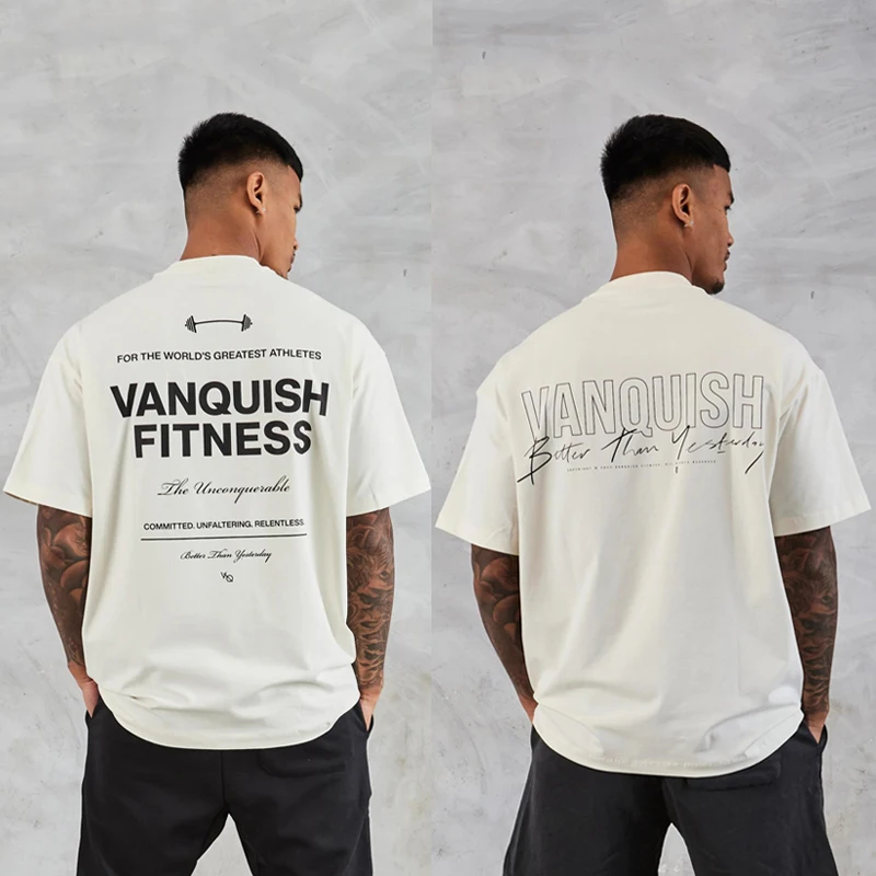 

Man T-Shirt Sports Fitness Boxy Oversized T-Shirt Hiphop Style Trendy Round Neck Loose Short Sleeve Gym Running Training T-Shirt