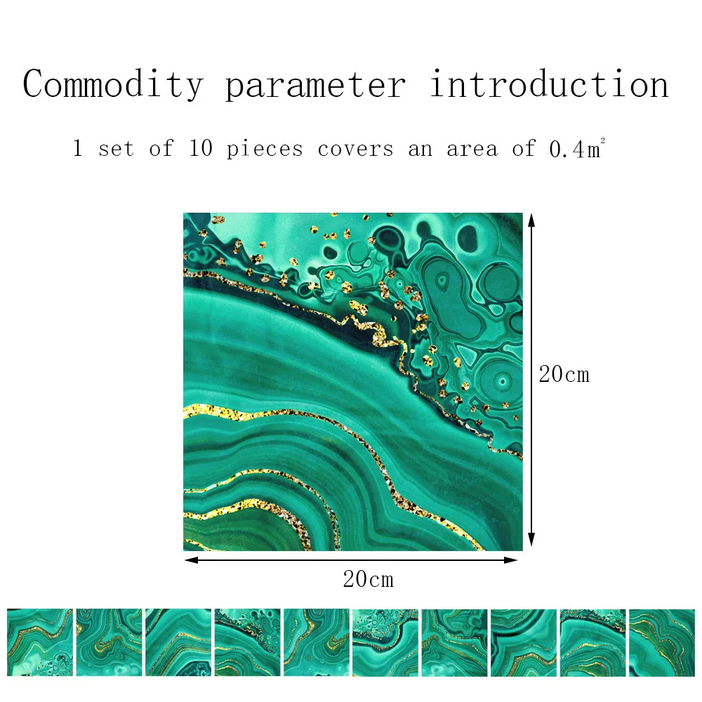 Самоклеящаяся зеленая водяная волна водостойкая съемная ПВХ для ванной кухни