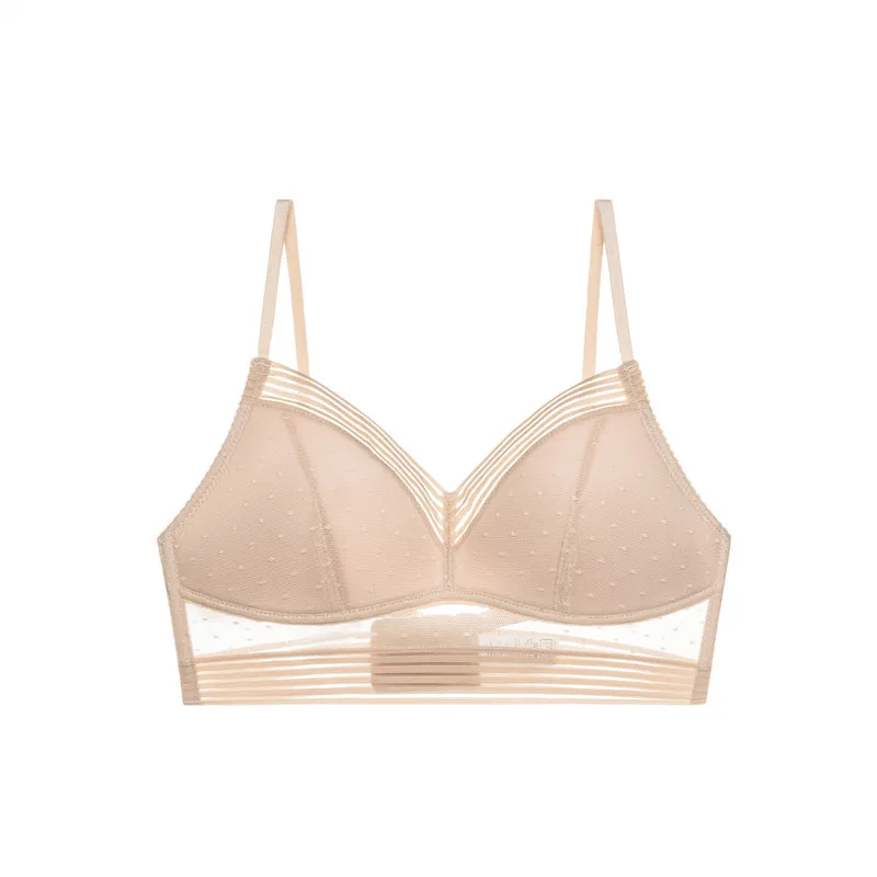 

New Sexy Low Back Bralette Ladies U Backless Invisible Lace Bra Polka Dot Mesh Ultra Thin Underwear Women Lingerie Tank Top Bras