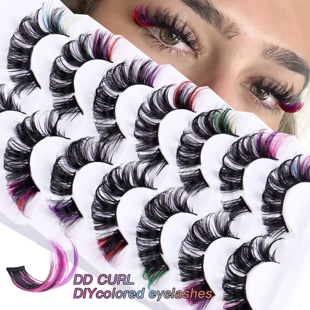 

7Pairs Segmented Eyelashes End Eye Colorful False Eyelashes 8D Curly Natural Eyelashes Stage Makeup False Eyelashes Wholesale
