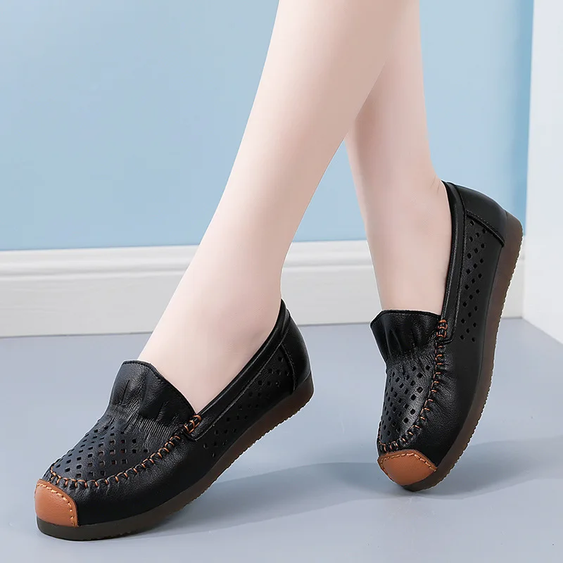 dobeyping Spring Autumn Women's Flats Genuine Leather Woman Casual Shoe Moccasins Slip On Female Loafers Soft Ladies Shoes 35-41