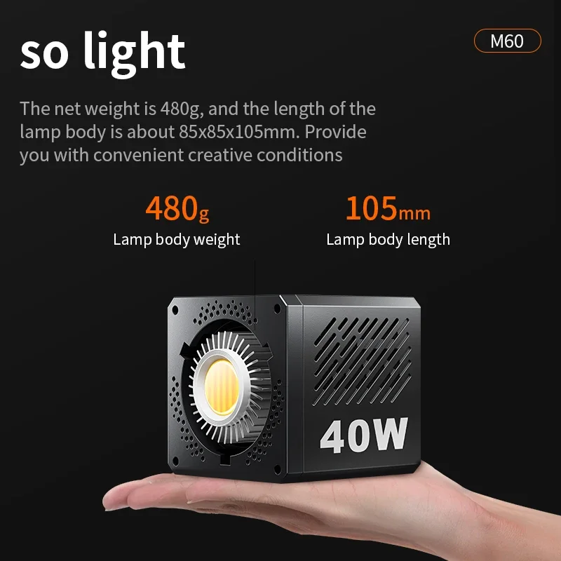 Shiyan M60 40 Вт двухцветный светодиодный светильник для видеосъемки 2500K-6500K CRI95 +
