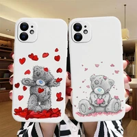 teddy bear cute doll phone case soft for iphone se 7 8 11 12 13 plus mini x xs xr pro max tpu white phone case