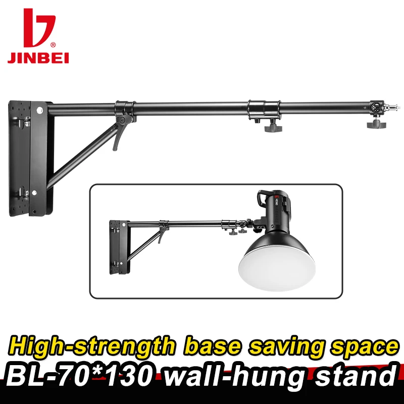 

JINBEI 79cm - 130cm Adjustable Triangle Wall Mounting Boom Arm Light Stand for Photography Studio Video Strobe Flash Lighting