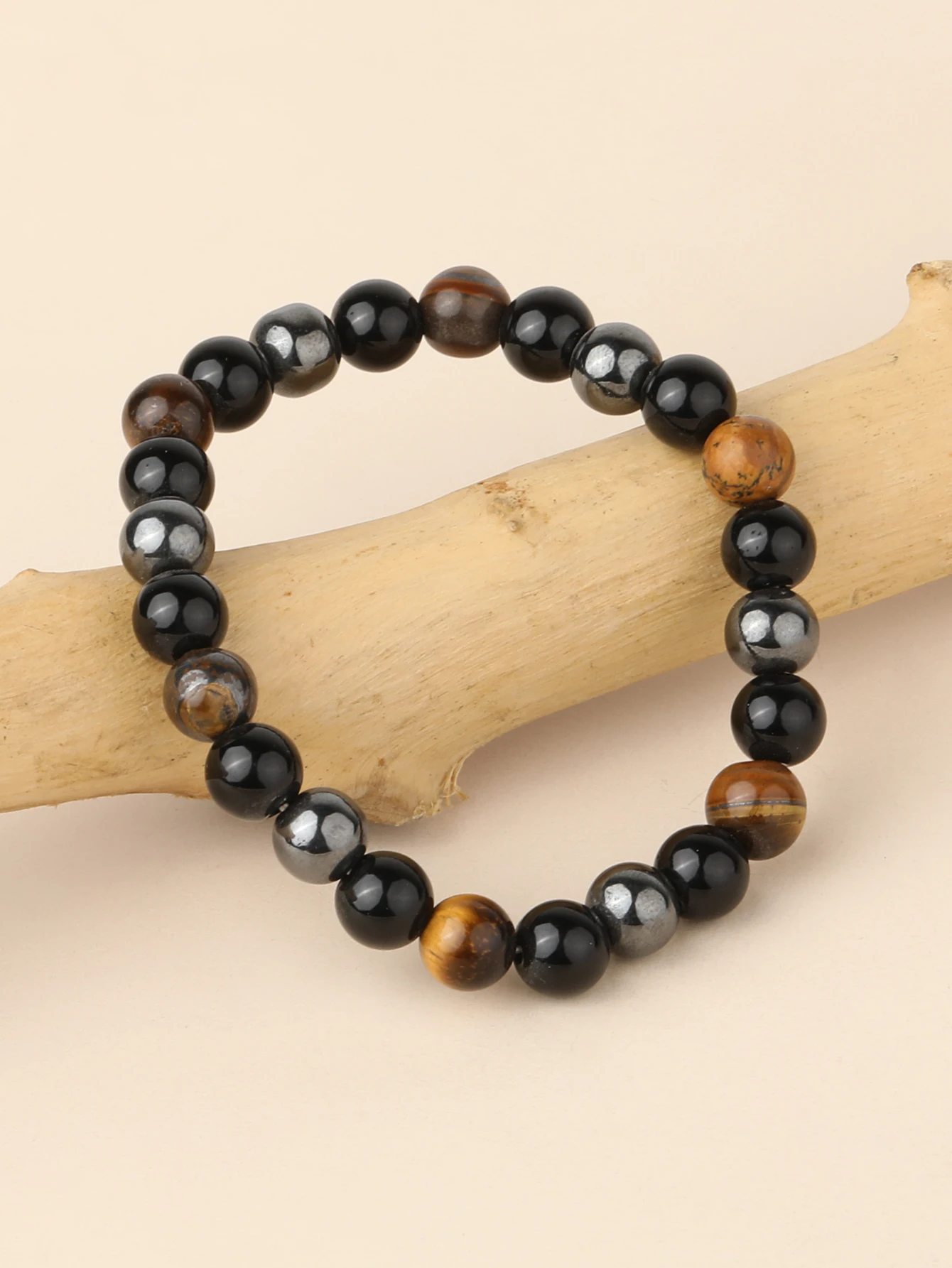 OAIITE 8 мм натуральный гематит браслет для мужчин черный агат желтый тигровый глаз