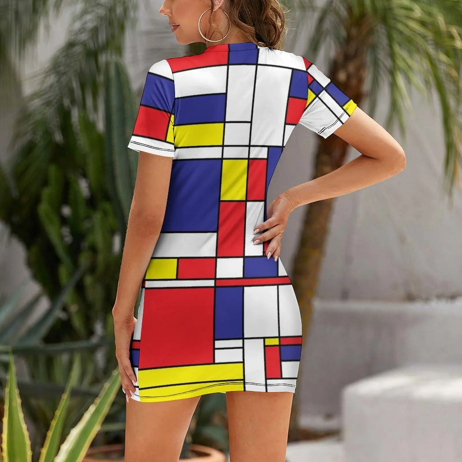 Абстрактное платье в стиле Мондриана с короткими рукавами женские платья для
