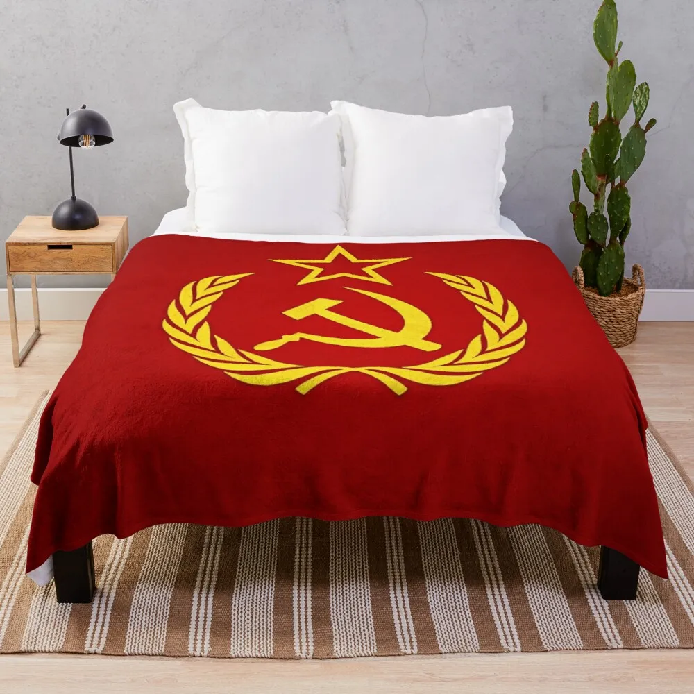 

Communist Flag Textured Throw Blanket quilt blanket woven blanket