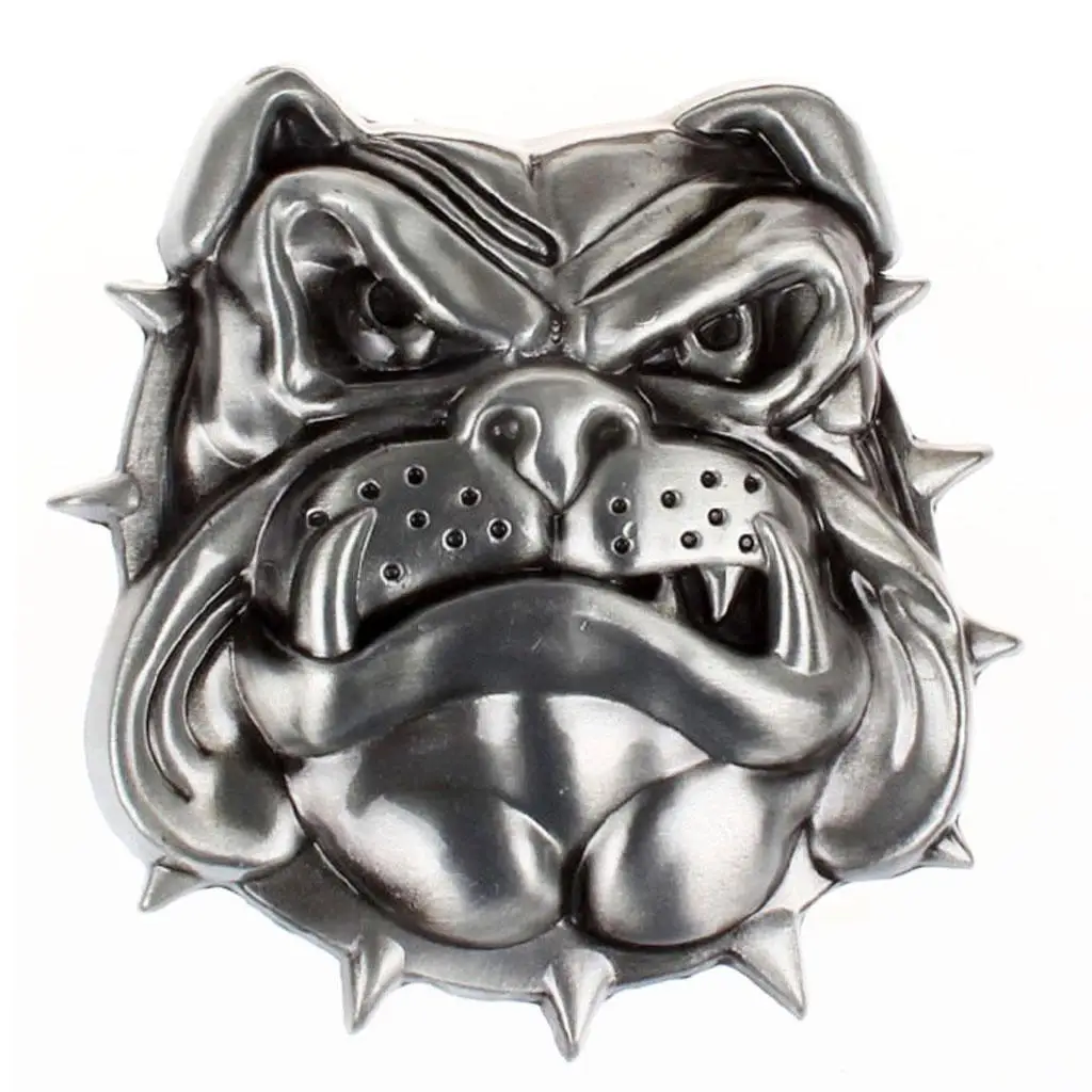 

Vintage 3D Angry Dog Heads Mens Belt Buckle Western Cowboy Native American