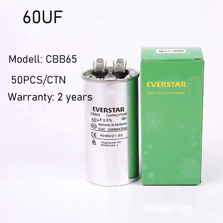 High quality 60UF ac motor run capacitor price or super capacitor unit for air conditioning or compressor,capacitor in series enlarge