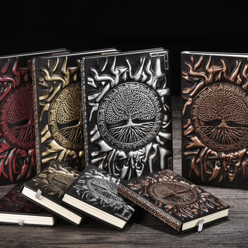 

Vintage Thick Leather Carving Tree Notebook Cute Sketchbook Paper Weekly Planner Book School Supplies 016060