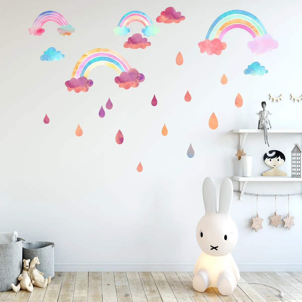 

2022 New Home Decoration Stickers Cute Rainbow Clouds PVC Wall Stickers Girls Children's Room Bedroom Decoration Accessories
