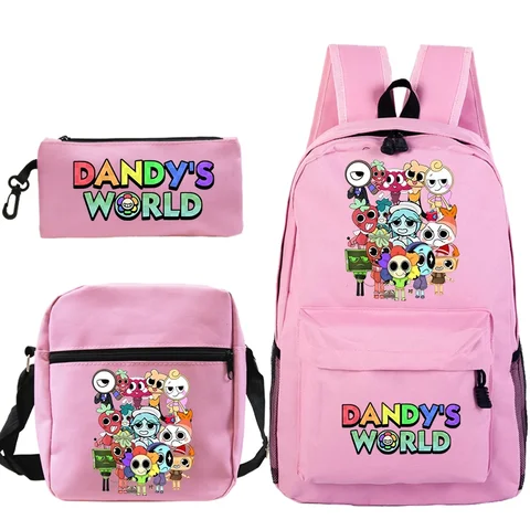 Школьный рюкзак Dandys World для мальчиков и девочек, детская школьная сумка с героями мультфильмов, Mochila Dandy's World, студенческий рюкзак, сумка, 3 шт./компл., подарок