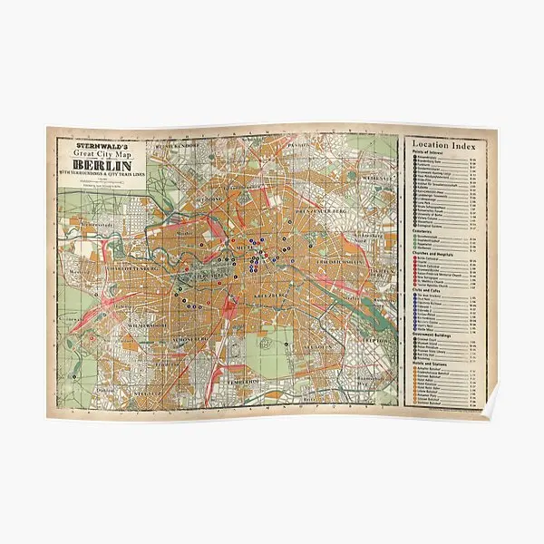 

Berlin Map From Berlin The Wicked City Poster Painting Funny Home Print Room Vintage Decor Art Picture Mural Wall No Frame