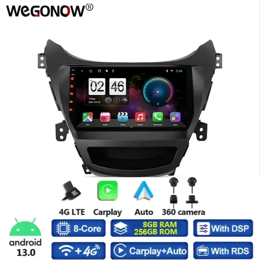 Панорамная камера 360 8G + 256G Android 13 автомобильный DVD-плеер GPS WIFI Bluetooth RDS радио для Hyundai